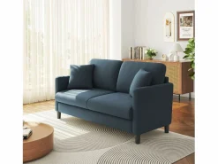 2/3 asientos en terciopelo de Teddy, sofá de comodidad correcta en madera maciza, loveseat con reposabrazos, 165x78x89cm, -gris^DripeX Best