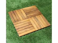 39 Baldosas de Madera Acacia con Base Plástica Duradera Cuadradas Baldosas de Madera Azulejos Suelo para Patio Balcón Terraza Cobertura 3.5m² Fácil Instalación^ Outlet
