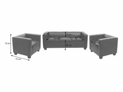 MCW 3-1-1 Conjunto de sofás Lille (3 piezas), Cuero Crema Outlet
