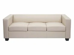 MCW 3-1-1 Conjunto de sofás Lille (3 piezas), Cuero Crema Outlet