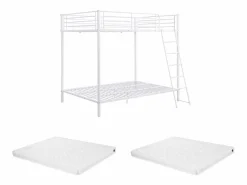 Vente-unique Cama Litera|2 literas de metal de 140 x 190 cm + colchón - GEMINI