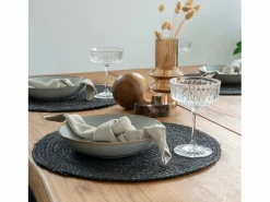 House Nordic 4 manteles individuales de yute trenzada oscuro Ø38 cm Gris