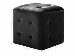2 piezas Pufs 30 x 30 x 30 cm Tejido terciopelo Negro Best