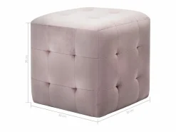 2 piezas Pufs 30 x 30 x 30 cm Tejido terciopelo Rosa New