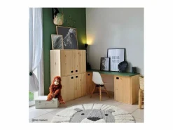 Calicosy Muebles Niño|1 puerta 2 estantes Armario de pino dinámico