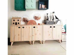 Calicosy Muebles Niño|1 puerta 2 estantes Armario de pino dinámico