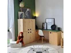 Calicosy Muebles Niño|1 puerta 2 estantes Armario de pino dinámico