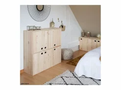 Calicosy Muebles Niño|1 puerta 2 estantes Armario de pino dinámico