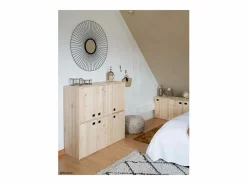 Calicosy Muebles Niño|1 puerta 2 estantes Armario de pino dinámico