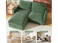 DripeX 2 -Seater Corner Sofa - ángulo reversible derecho / izquierda - 180x140x86cm - en tela de terciopelo acanalado - carga máxima de 300 kg - Verde Hot