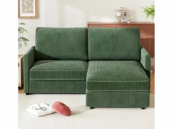 DripeX 2 -Seater Corner Sofa - ángulo reversible derecho / izquierda - 180x140x86cm - en tela de terciopelo acanalado - carga máxima de 300 kg - Verde Hot