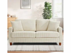 DripeX 2 -Seater Velvet Sofa, con 2 cojines, asientos profundos de 56 cm, 178x76x89cm, Beige Hot