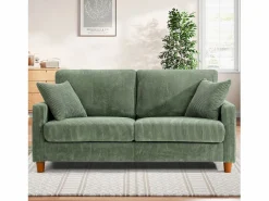 DripeX 2 -Sofá de terciopelo de 2 salas, con 2 cojines, 56 cm de asientos profundos, 178x76x89cm, Verde