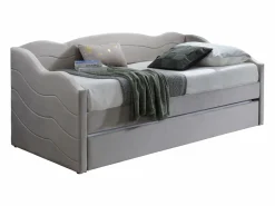 2 sofás cama extraíbles de 90 x 190 cm en terciopelo gris + colchón - LENVIA^Vente-unique Outlet