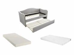 Vente-unique Cama Terciopelo|Cama Diván|2 sofás cama extraíbles de 90 x 190 cm en terciopelo + colchón MATHILDE