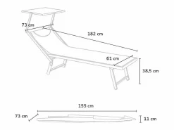 Beach & Garden Tumbona|4 Tumbonas plegables de aluminio con parasol para playa - Santorini Stock -