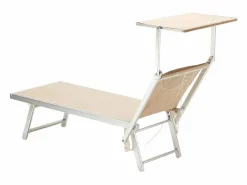 4 Tumbonas plegables de aluminio con parasol para playa - Santorini Stock -^Beach & Garden Hot