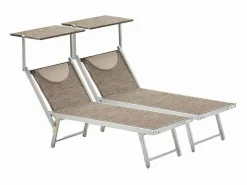 Beach & Garden Tumbona|2 Tumbonas plegables de aluminio con parasol para playa - Santorini Limited Edition Stock - Nature - Santorini