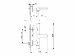 Essebagno Aero mezclador para bañera y ducha termostático cromado Huber Plateado Hot