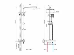 Aica Columna De Ducha|2 columnas de duchas termostáticas con duchas cuadradas y duchas de mano con columnas orientables (negro mate y cromo brillante)