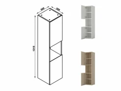 AICA Armario auxiliar Armario de baño, 30 x 30 x 131.5 cm, Con compartimento divisorio y amplio espacio de almacenamiento， colgar de pared color Blanco New