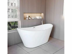 Bañera acrílica exenta lujosa y duradera,1500x720x650mm,estilo ovalado,color ,incluye manguera + desagüe^Aica Discount
