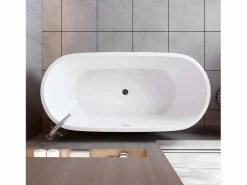 Aica Bañera acrílica exenta ovalada,1700x800x580mm,color ,incluye manguera + desagüe Blanco