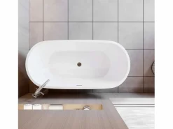 Bañera acrílica exenta ovalada,1500x700x580mm,color ,incluye manguera + desagüe^Aica New
