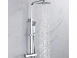 Aica columna de ducha con termostato 38℃ de acero inoxidable anti-quemadura 80-120cm Plateado New