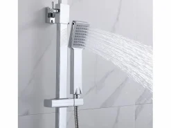 Aica columna de ducha con termostato 38℃ de acero inoxidable anti-quemadura 80-120cm Plateado New