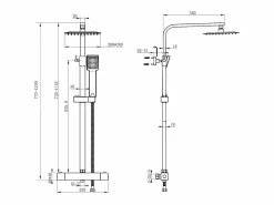 columna de ducha termostática alcachofa de ducha con en cromo barra ajustable 80-120cm^Aica Discount