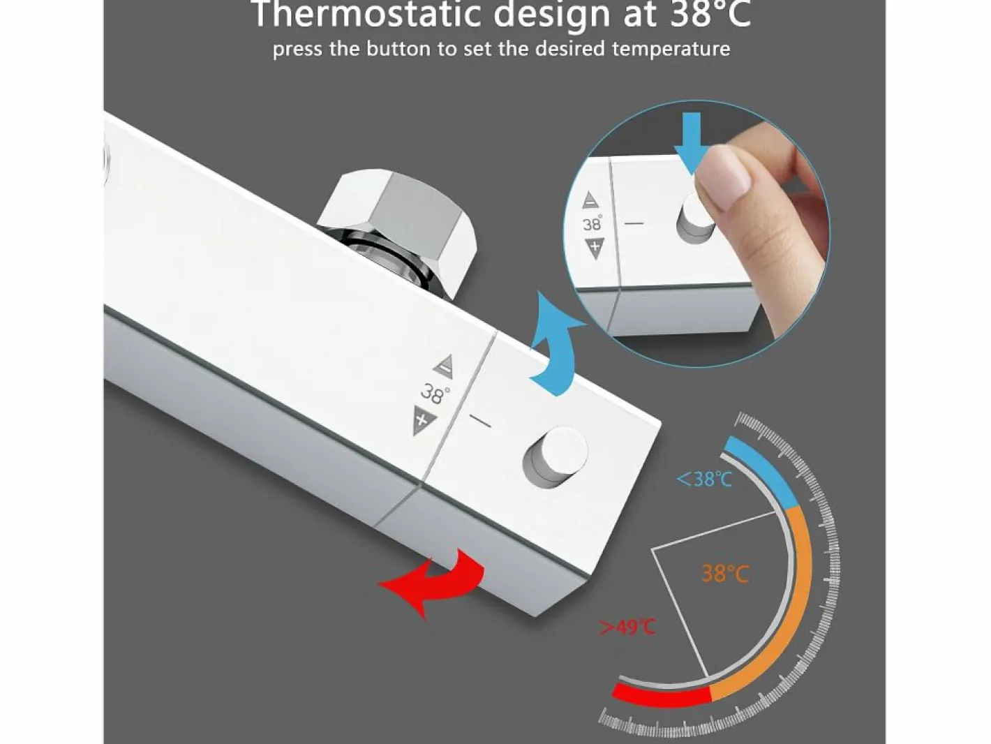 Columna de Ducha Termostática Cromo con Alcachofa Cuadrada, Rociador Superior y Barra Ajustable^Aica Outlet