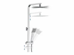 columna ducha con termostato cuadrada plata alcachofa superior con barra 768-1200mm^Aica Online