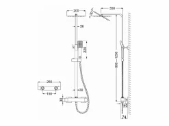columna ducha mate con cuadrados termostato 38℃ barra 800-1200mm alcachofa ducha lluvia^Aica Online