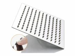 Aica columna ducha termostática 38℃ cromada alcachofa grande cuadrada de acero inoxidable Plateado Clearance