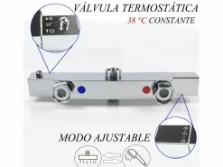 Aica columna ducha termostática 38℃ cromada alcachofa grande cuadrada de acero inoxidable Plateado Clearance