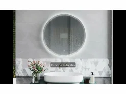 AICA Espejo de baño con iluminación LED Espejo redondo,80 cm, antivaho, brillo ajustable, memoria de apagado Transparente Hot