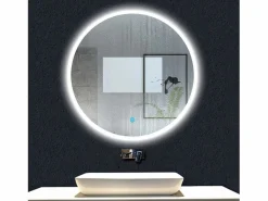 AICA Espejo de baño con iluminación LED Espejo redondo,60 cm, luz 3 colores, antivaho, brillo ajustable, memoria de apagado Transparente Online