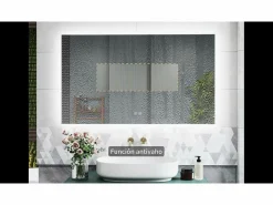 AICA Espejo de baño con luz LED,80 x 60 cm,luz tres colores+ antivaho+ brillo ajustable+ función de memoria agapada Transparente Hot