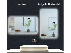 AICA Espejo de baño con luz LED,120 x 70 cm,luz led+ brillo ajustable+ función de memoria agapada^ New