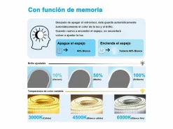 Aica Espejo de baño LED 500 x 900 mm, ovalado, antivaho, luminosidad regulable Transparente Hot