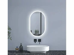 Aica Espejo de baño LED 450 x 750 mm, ovalado, antivaho, luminosidad regulable Transparente Best