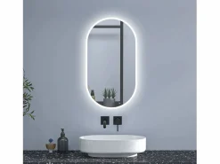 Aica Espejo de baño LED 500 x 1000 mm, ovalado, antivaho, luminosidad regulable Transparente Discount