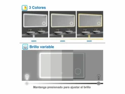 Aica Espejo de baño LED 80×60cm,Bluetooth,Espejo de aumento Transparente Outlet