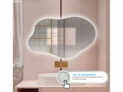 AICA ESPEJO ESPEJO de BAÑO 80 x 55 cm Luz de 3 Colores+ Antivaho+ Brillo Ajustable+ Memoria de Agapada Transparente Online