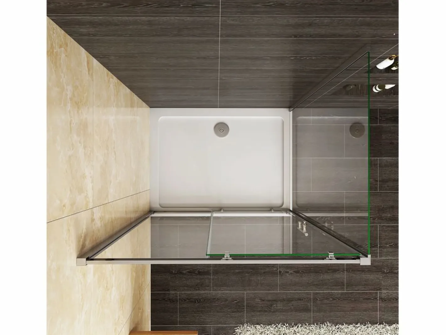 Aica Mampara de ducha corredera+panel lateral,vidrio templado 5mm,(1161-1201)x(680-700)x1850mm Transparente Hot