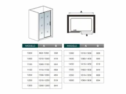 Aica Mampara de Ducha Frontal Corredera,Perfil Cromado,Vidrio Antical 8mm (1560-1600)x1950mm Transparente New