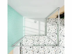 Aica Mampara de ducha rectangular corredera,perfil blanco,vidrio 5mm(680-700)x(980-1000)x1850mm Transparente Discount