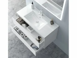 Aica Mueble de baño con lavabo, mate, 99 x 44,5 x 52 cm Blanco Clearance