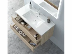 Aica Mueble de baño con lavabo,roble, 99 x 44,5 x 52 cm Color natural claro Hot